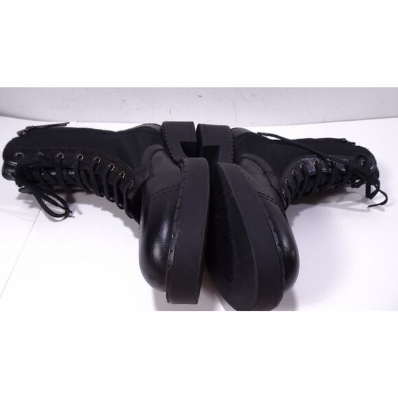 Theory Women's Laced Boot Combat Nylon Leather Booites Black NIB 598 Sz 40 - Picture 8 of 16